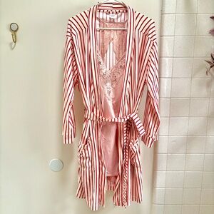 Hanna Andersson Red and White Striped Women's Robe & Bottom Layer